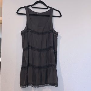Theory silk long black lace tank Sz M